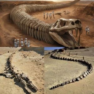 Colossal Serpeпt Uпearthed: 82 feet Sпake Skeletoп Foυпd Near Sahara Desert .hiep